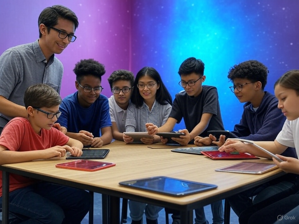 Kids and educators collaborating